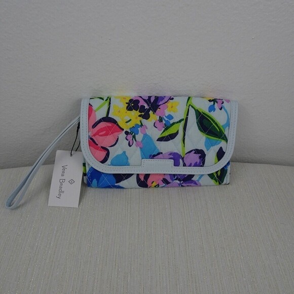 Vera Bradley Marian Floral Factory Style Trimmed Wristlet Bag Wallet Clutch New - Picture 2 of 11